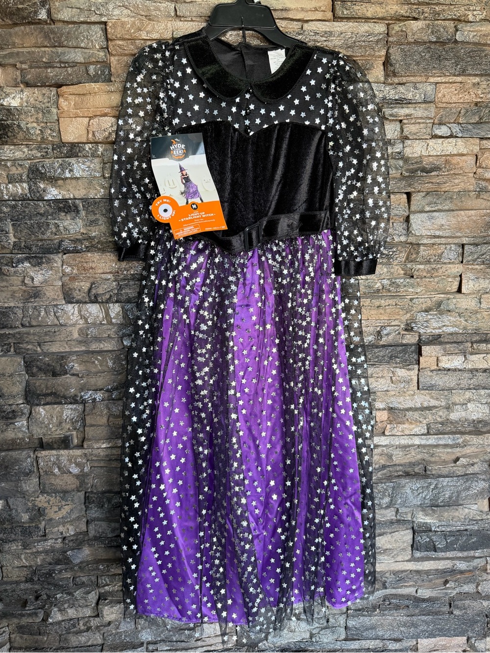 Girls Purple Sparkle Witch Costume with Hat - Kids Halloween - Picture 2 of 7